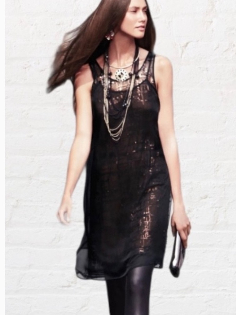 Simply Vera Vera Wang Black Sequin Sheer Tank Dress